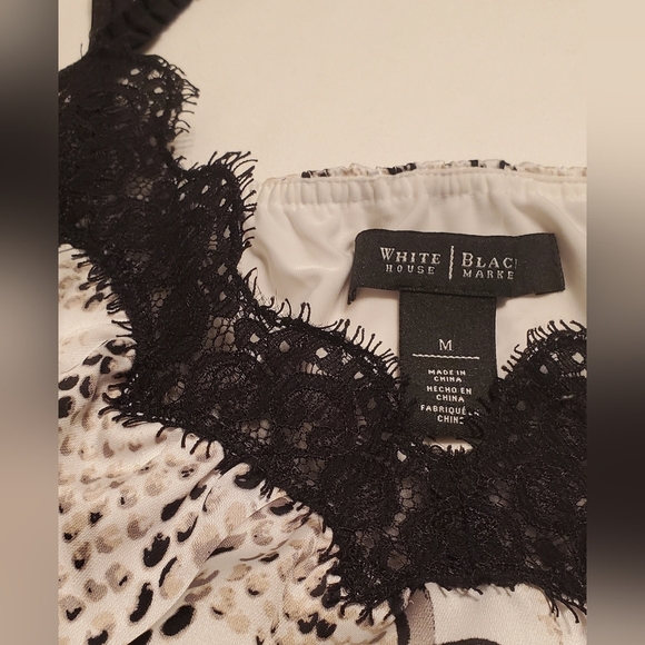 White House Black Market Lace Trim Layered Floral and Animal Print Cami Size M - Picture 3 of 8